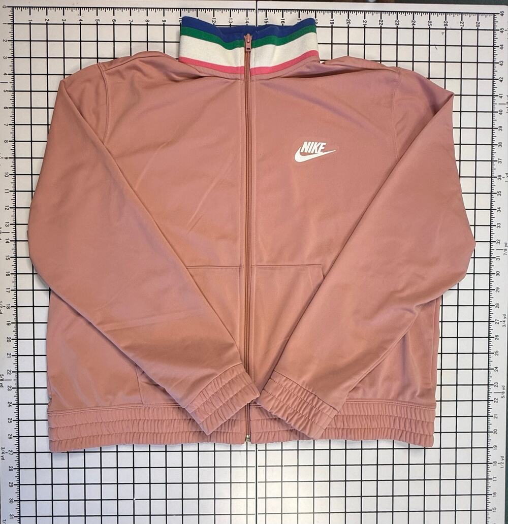 Nike Sportswear Essential Track Jacket Womens XL Pink Striped Collar DJ1097-685